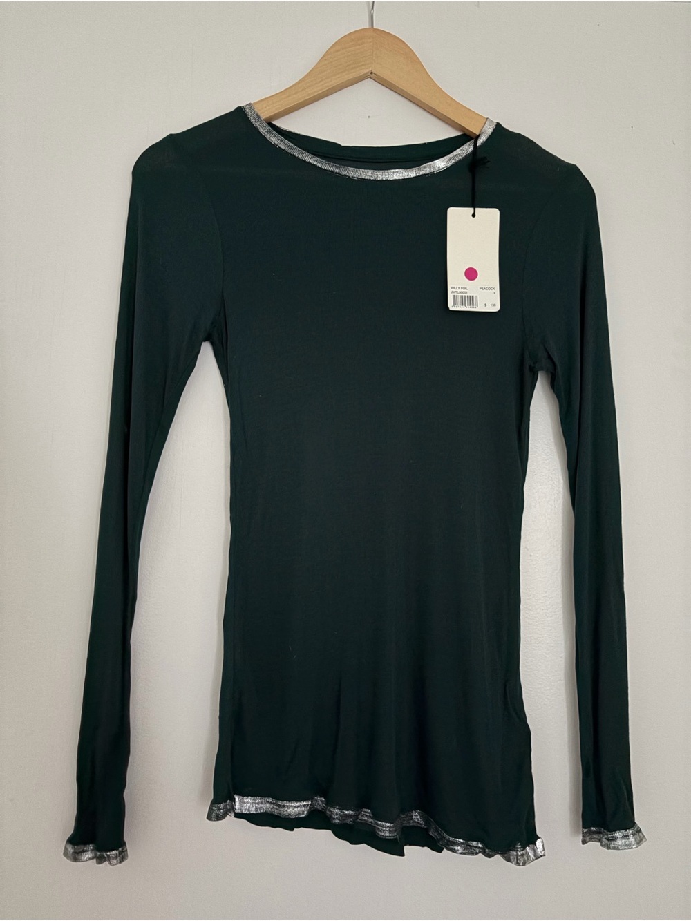Zadig & Voltaire, Luxury Long Sleeve Black Women's Top with Silver Trim